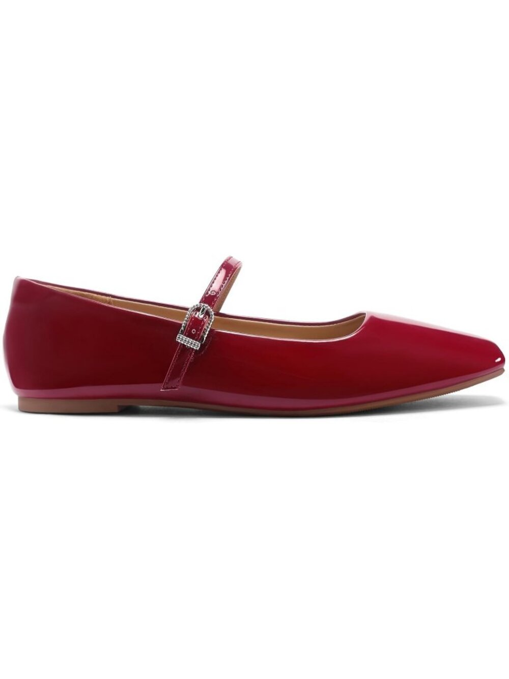 Women's Patent Red Closed Toe Chic Footwear Latex Insole Mary Jane Flat Shoes - Picture 4 of 7